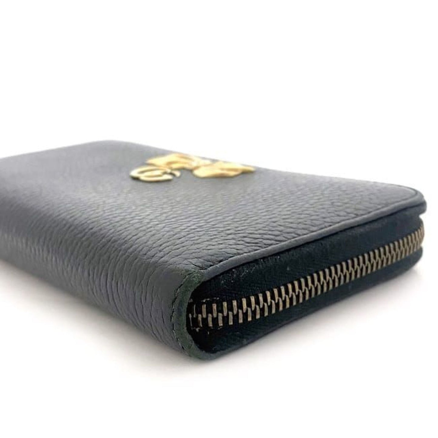 Gucci Black Silver Leather Long Wallet (Bi-Fold)