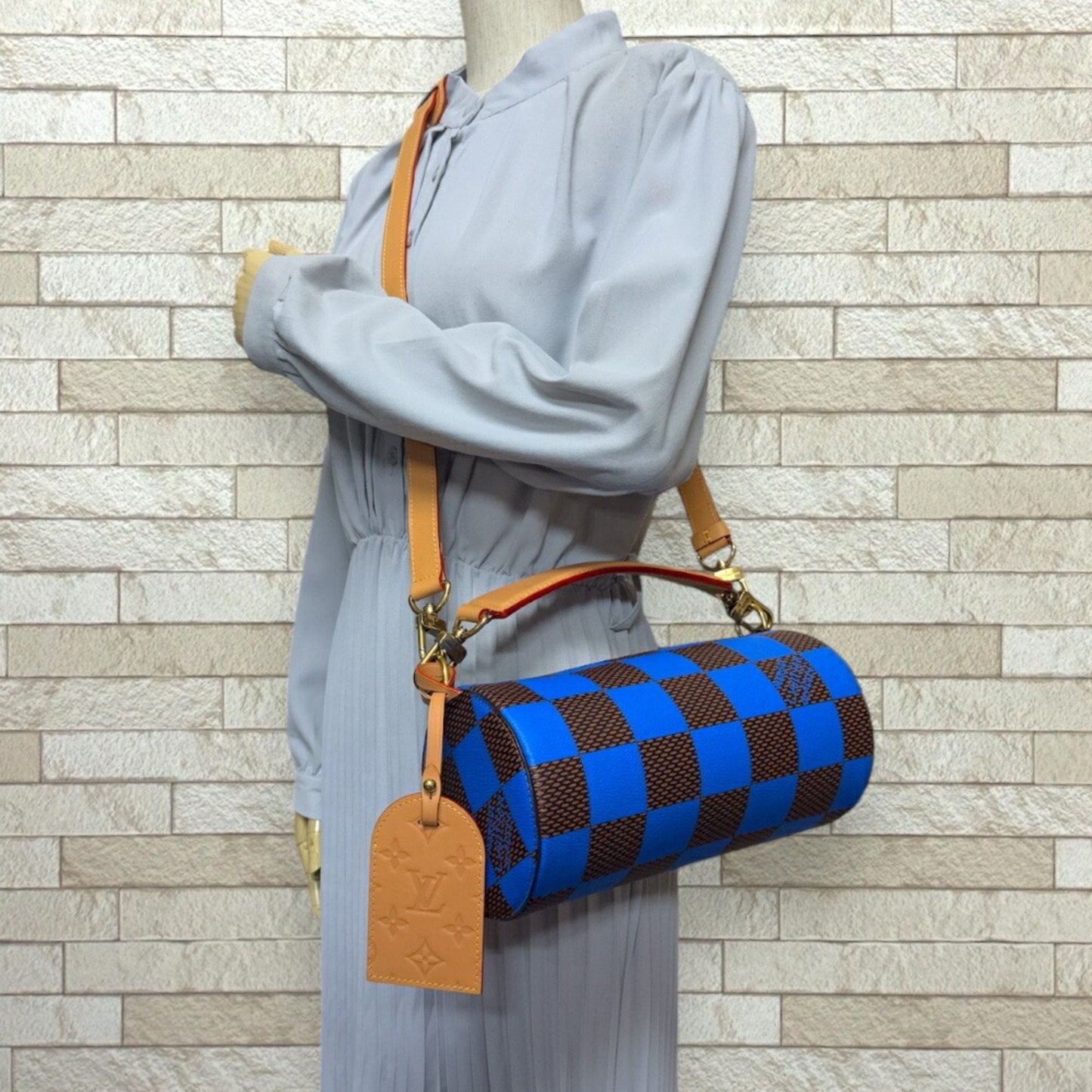 Louis Vuitton Blue Brown Canvas Shoulder Bag
