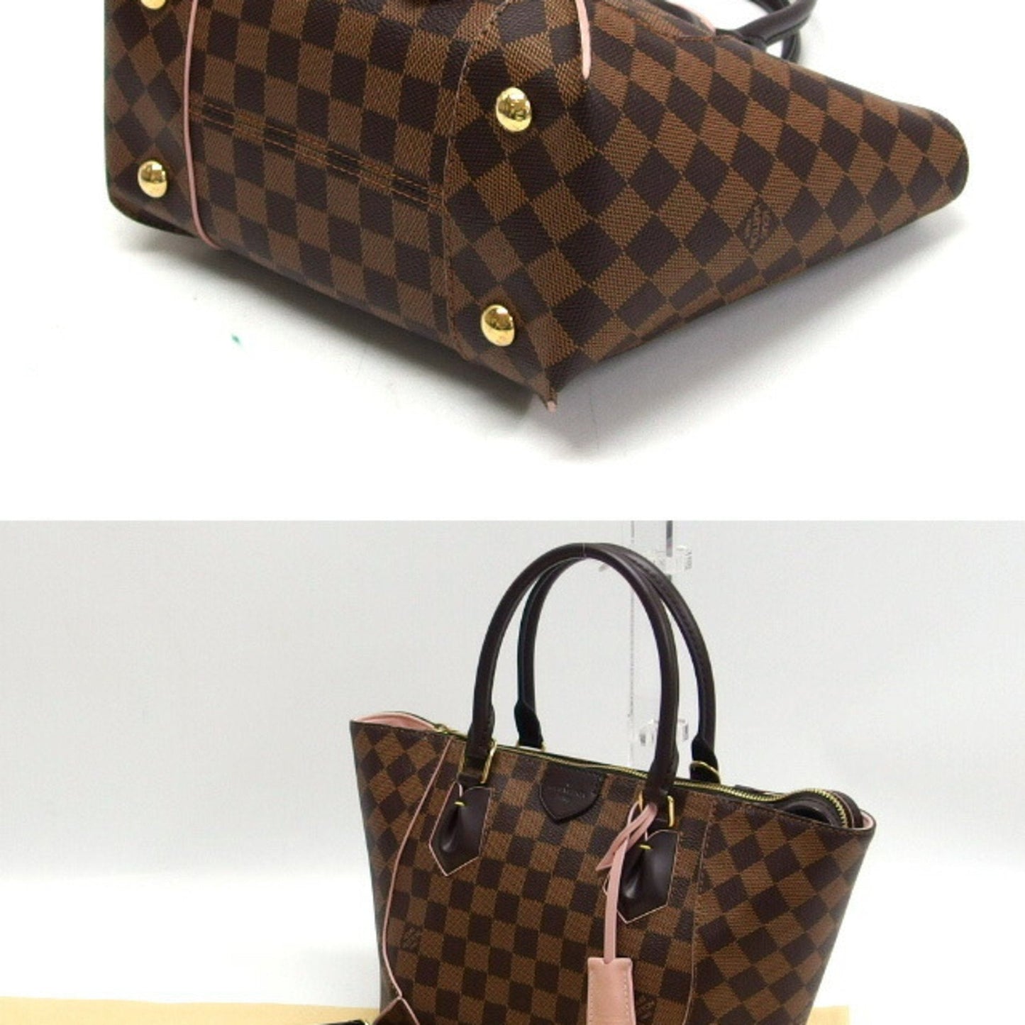Louis Vuitton Brown Dark Brown Galle Pink Damier Canvas Cuir Ombre Leather Handbag Shoulder Bag Tote Bag