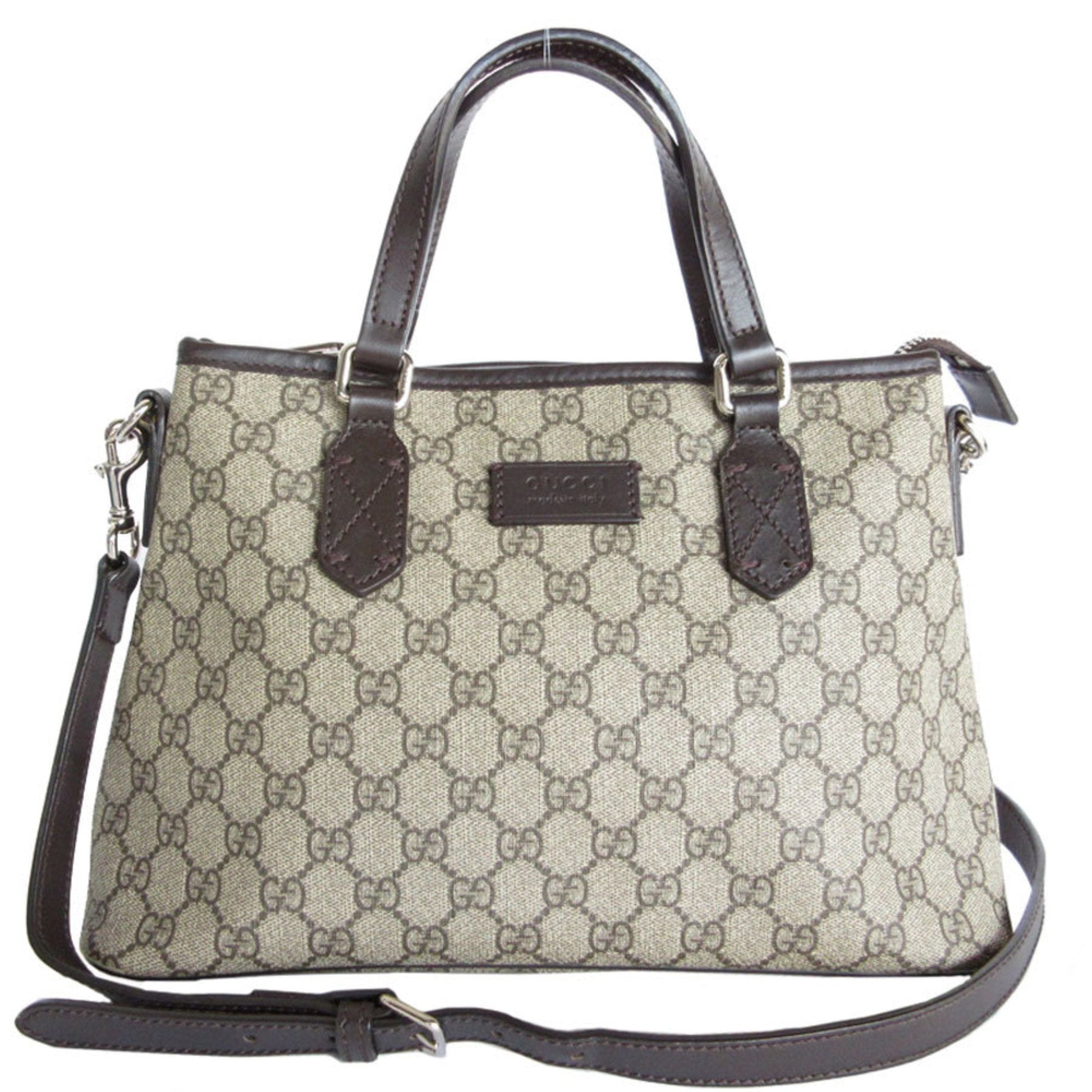 Gucci Beige Brown Pvc Leather Handbag Shoulder Bag ()