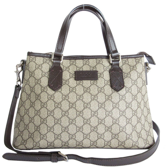 Gucci Beige Brown Pvc Leather Handbag Shoulder Bag ()