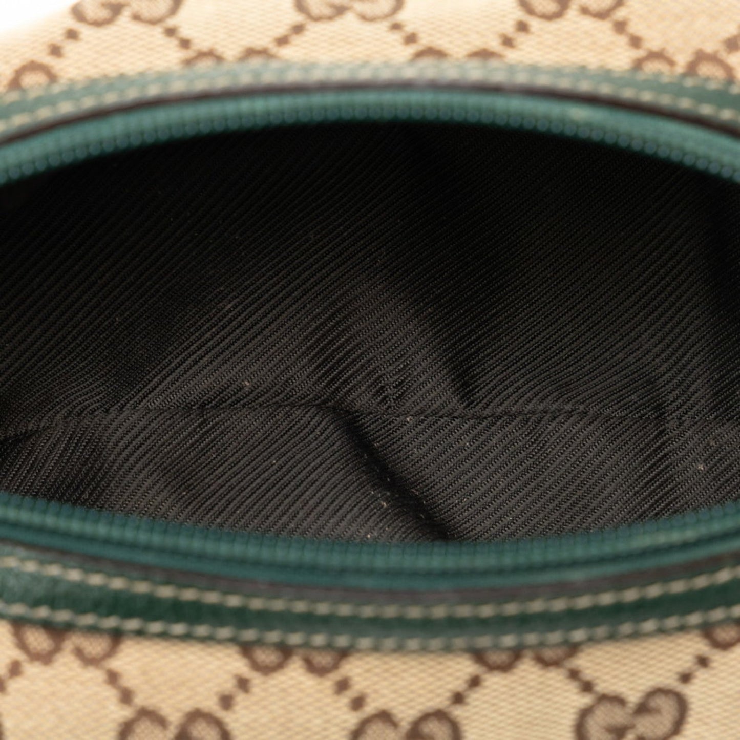 Gucci Gg Canvas Beige Green Canvas Leather Pouch