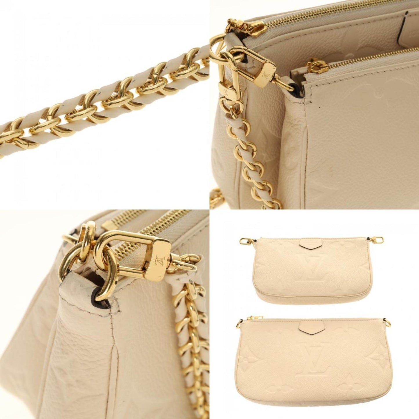 Louis Vuitton Cream Leather Pouch Shoulder Bag