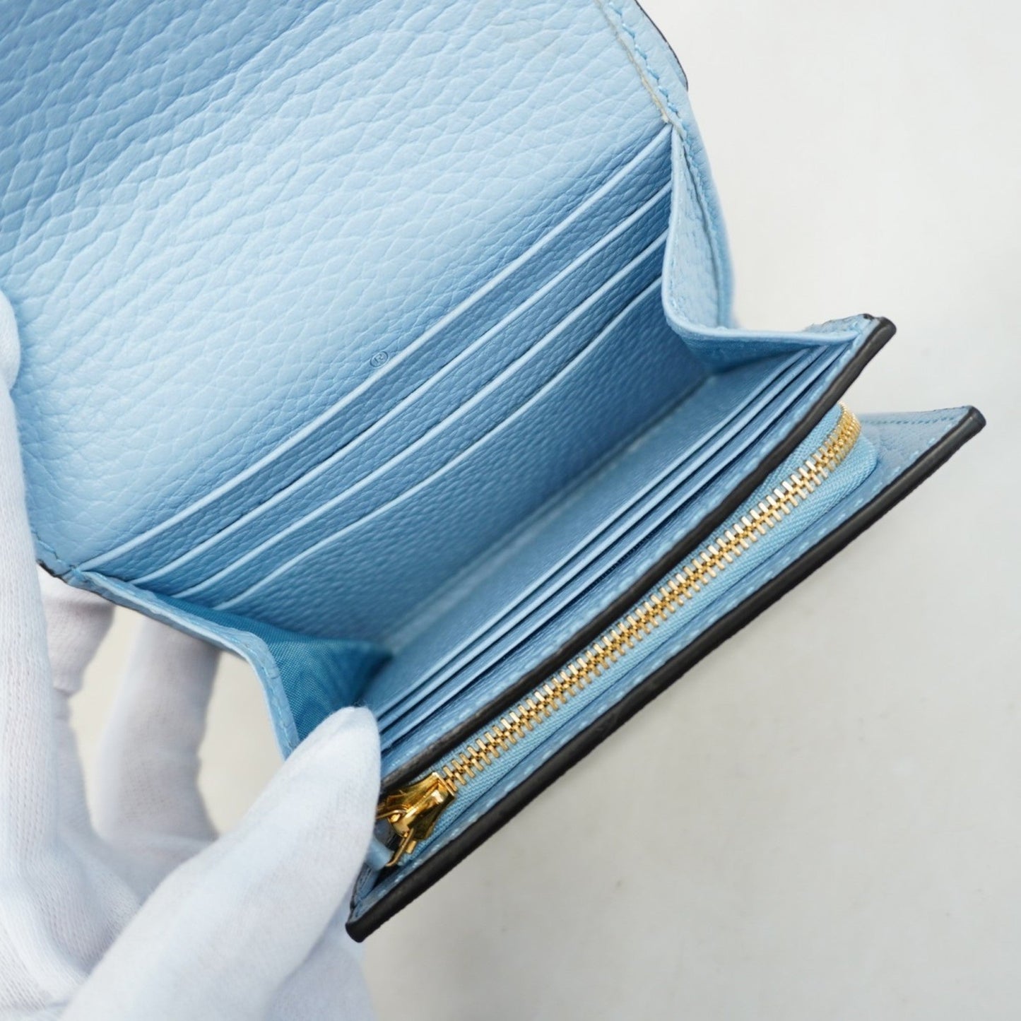 Gucci Blue Brown Pvc Leather Wallet (Tri-Fold)