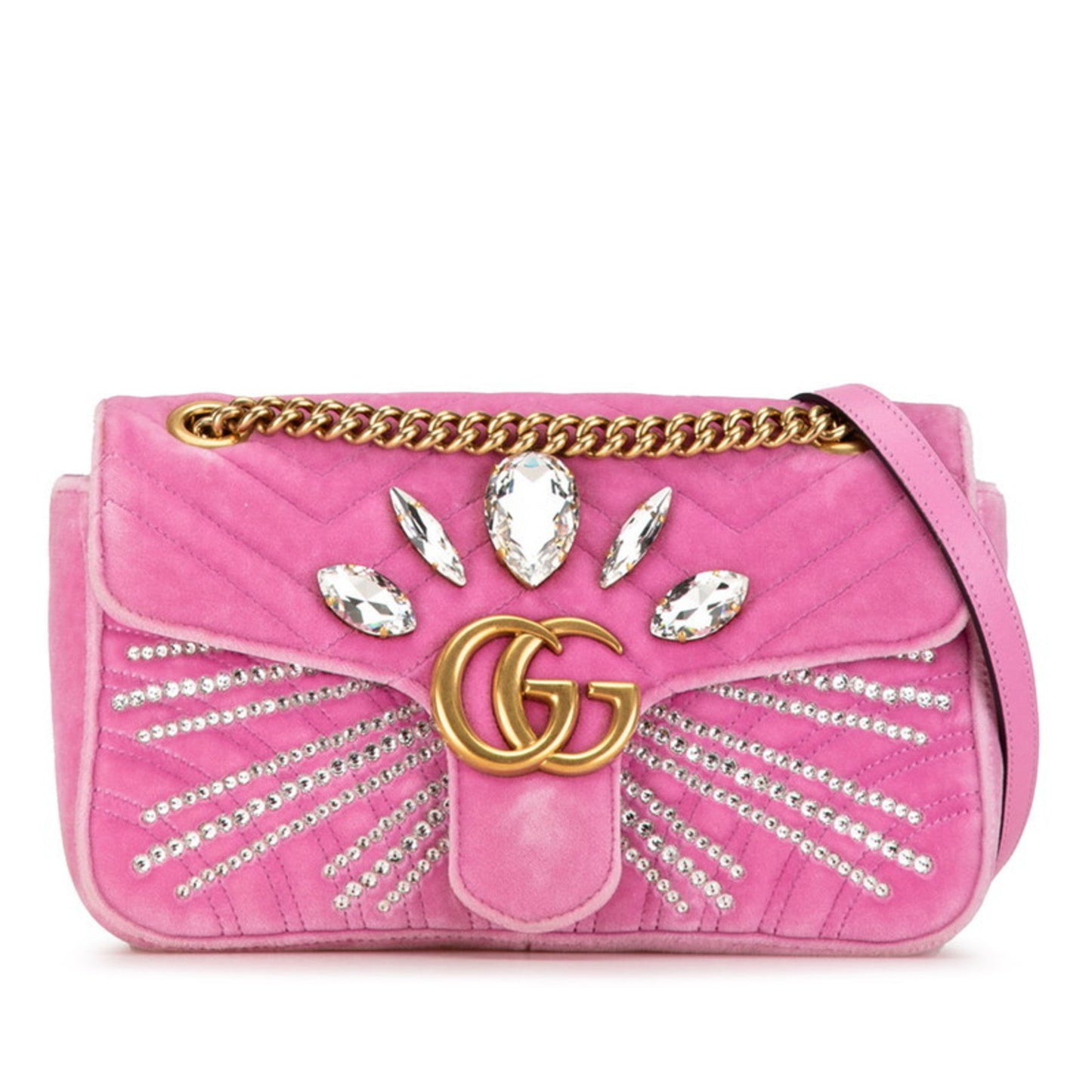 Gucci Pink Velvet Shoulder Bag ()