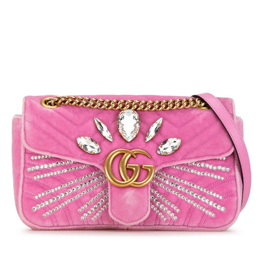 Gucci Pink Velvet Shoulder Bag ()