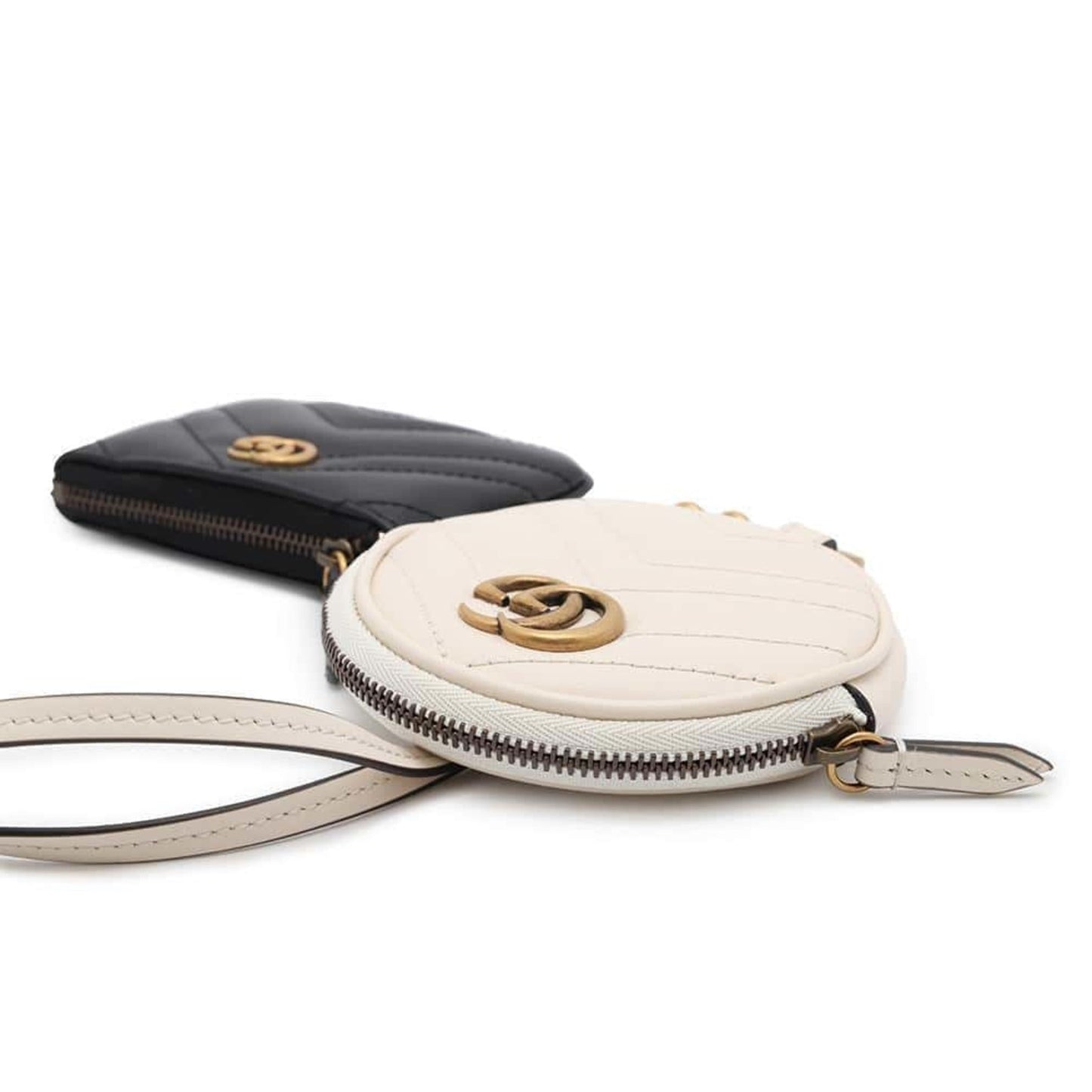 Gucci Black White Leather Coin Purse/Coin Case