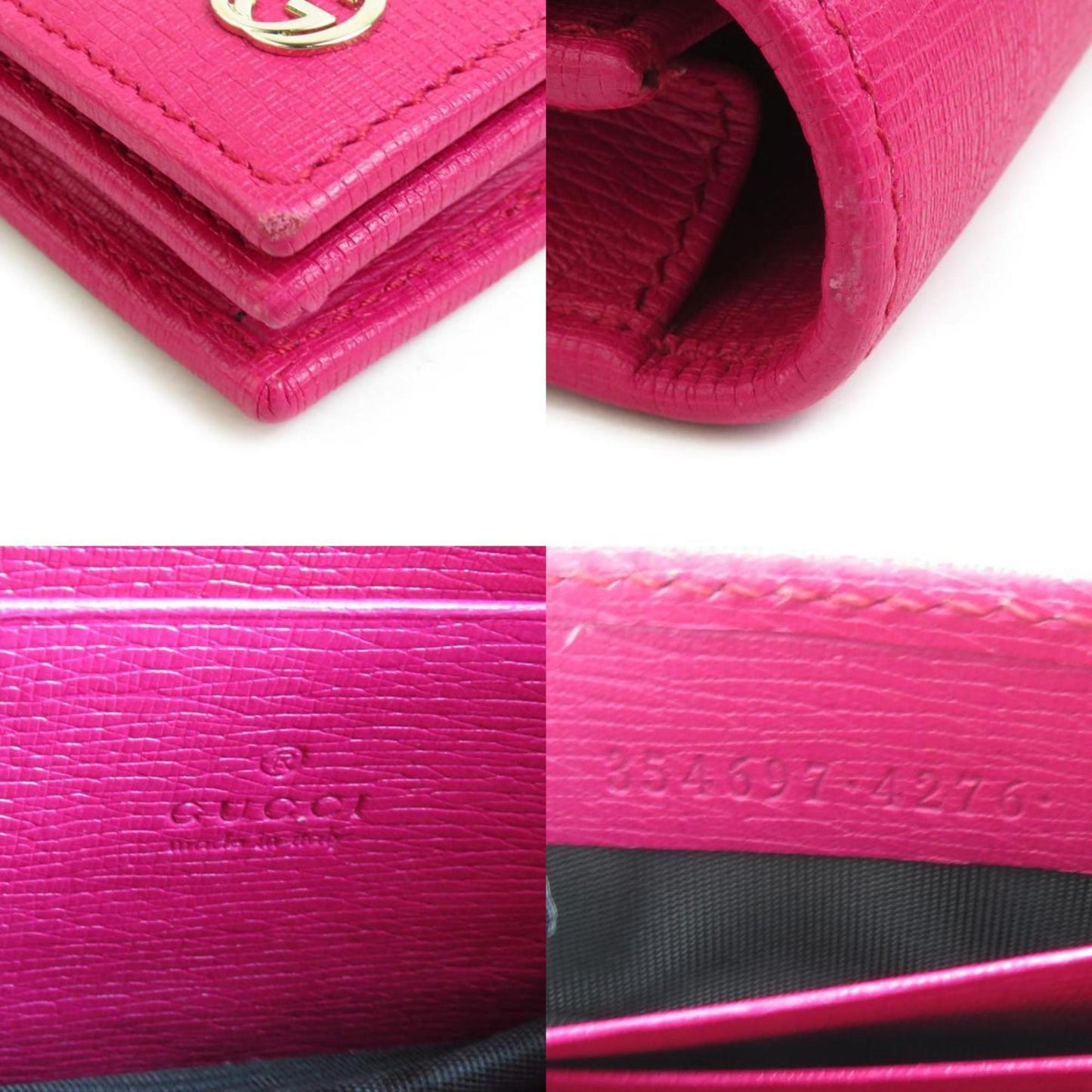 Gucci Pink Leather Chain/Shoulder Wallet