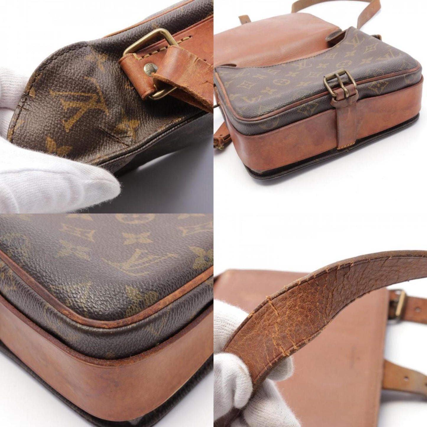 Louis Vuitton Brown Coated Canvas Leather Shoulder Bag