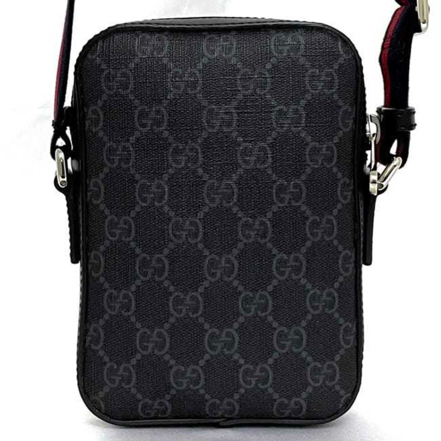 Gucci Black Gray Pvc Leather Pochette Shoulder Bag
