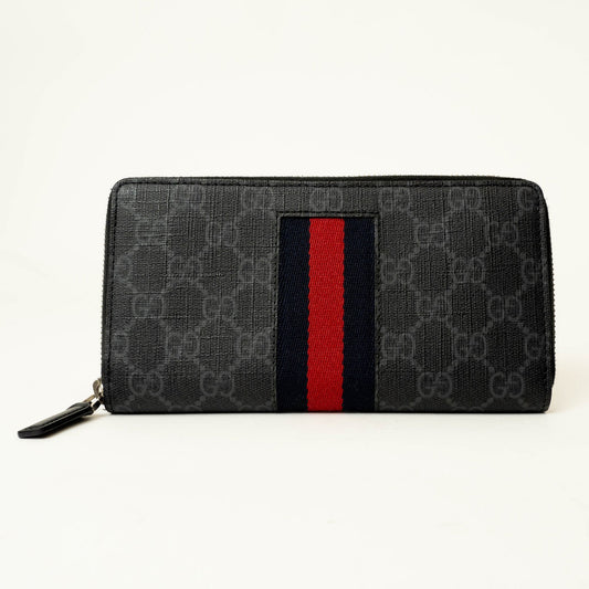 Gucci Black Gg Supreme Leather Long Wallet (Bi-Fold) ()