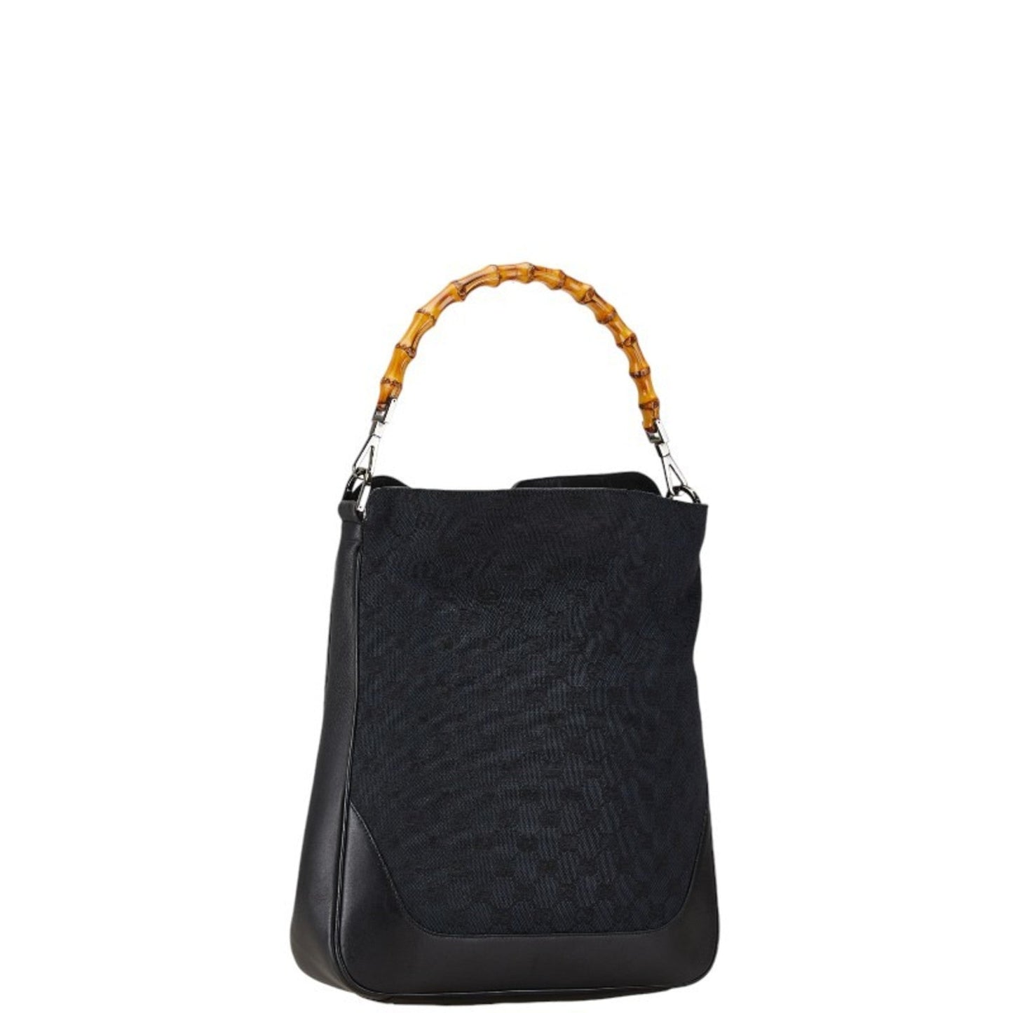 Gucci Black Canvas Leather Handbag Shoulder Bag