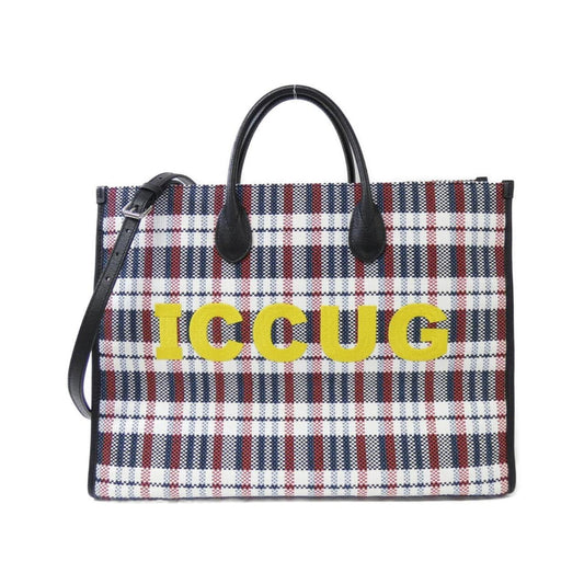 Gucci Black Blue Red Color White Raffia Nylon Handbag