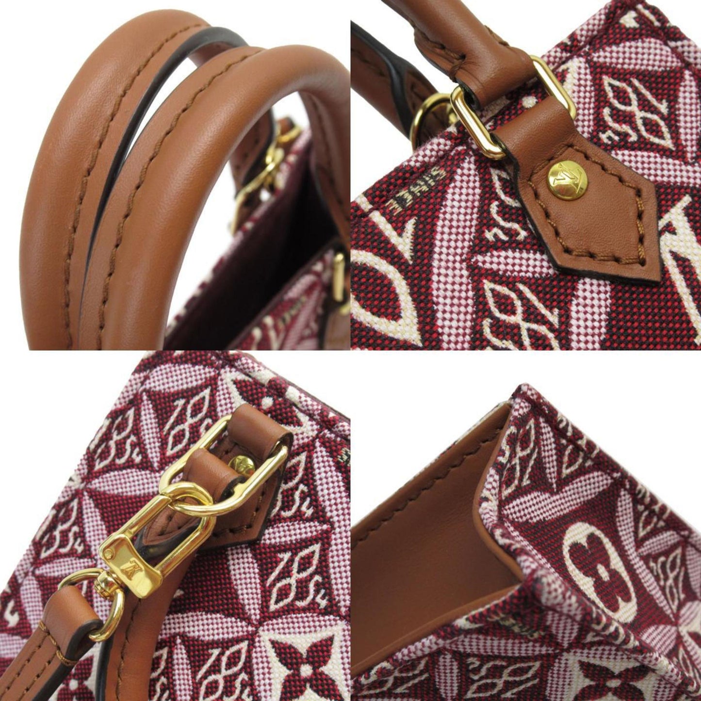 Louis Vuitton Brown Burgundy Canvas Leather Handbag Shoulder Bag