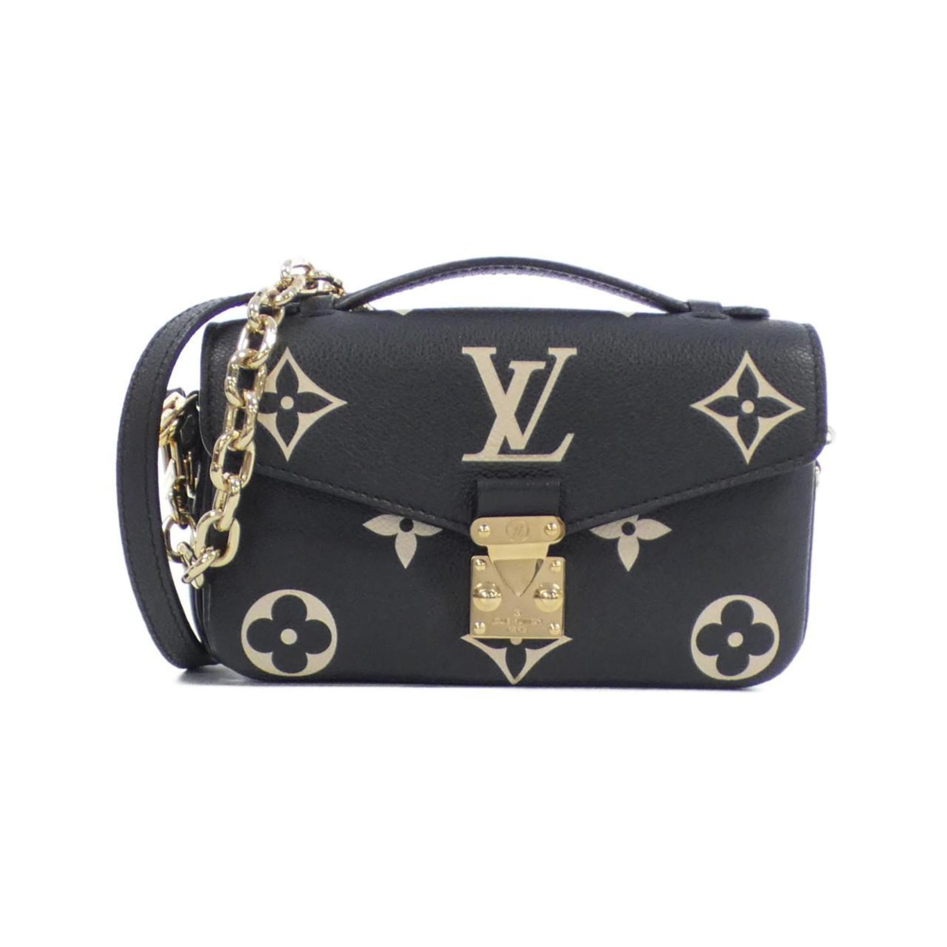 Louis Vuitton Beige Black Leather Pochette Shoulder Bag ()