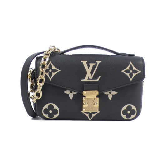 Louis Vuitton Beige Black Leather Pochette Shoulder Bag ()