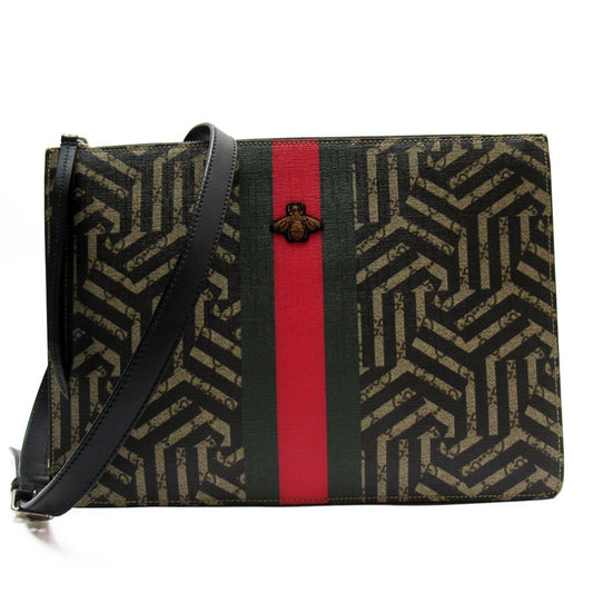 Gucci Beige Black Multi-Color Pvc Leather Clutch Bag Shoulder Bag ()