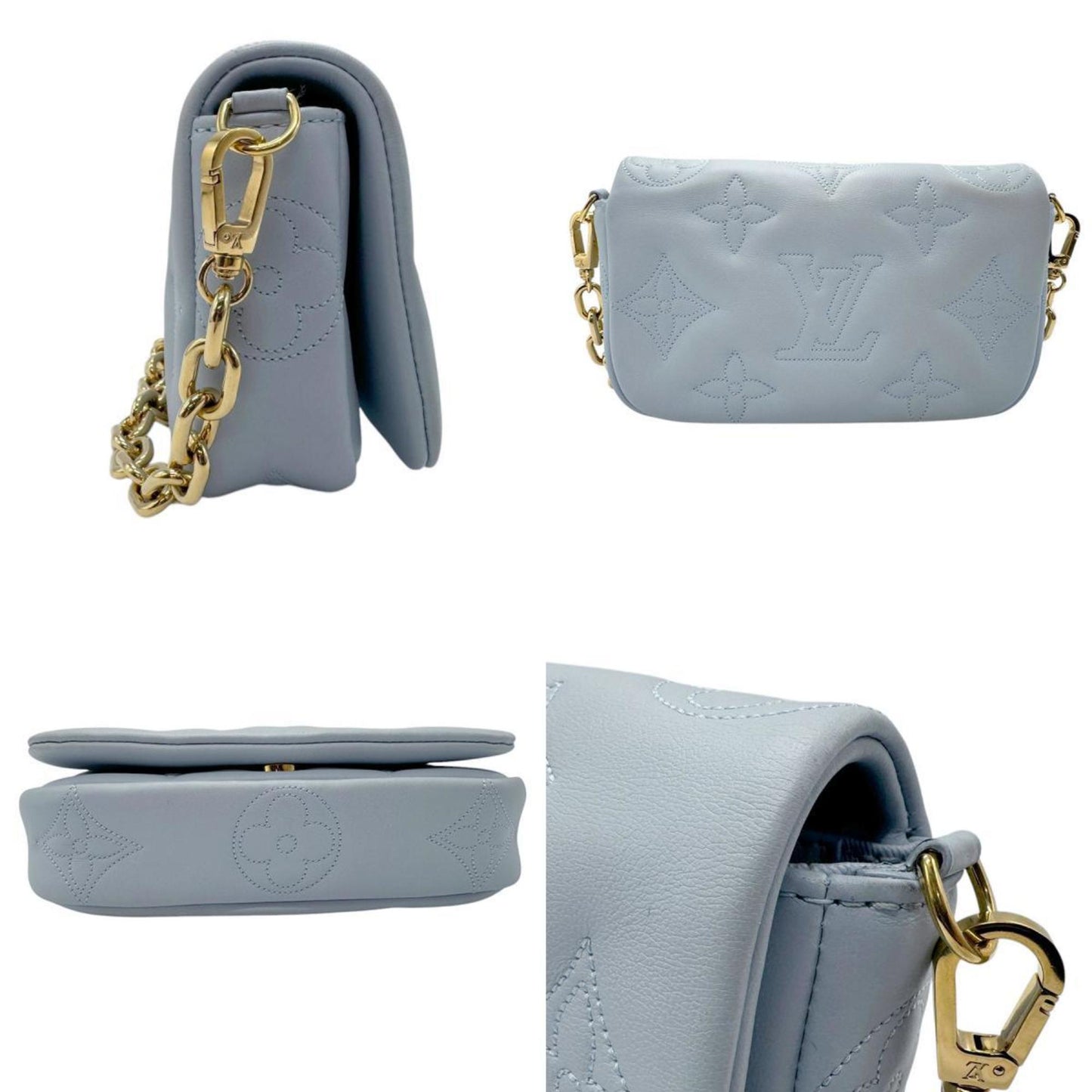 Louis Vuitton Blue Gray Leather Shoulder Bag