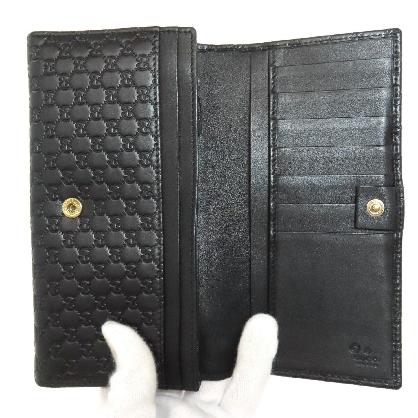 Gucci Black Leather Long Wallet (Bi-Fold)