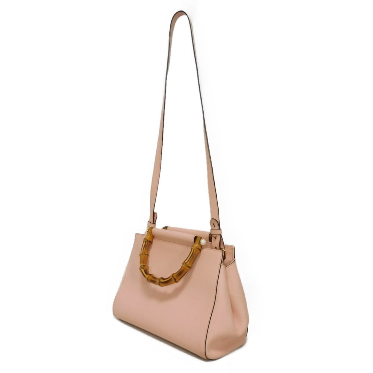 Gucci Light Pink Bamboo Leather Handbag