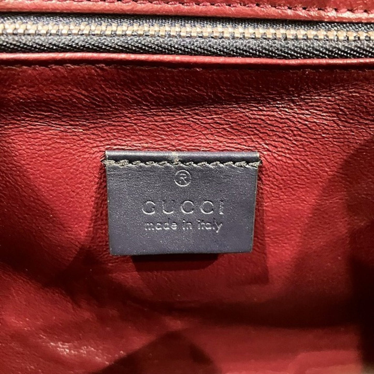 Gucci Beige Navy Red Color Leather Handbag Shoulder Bag