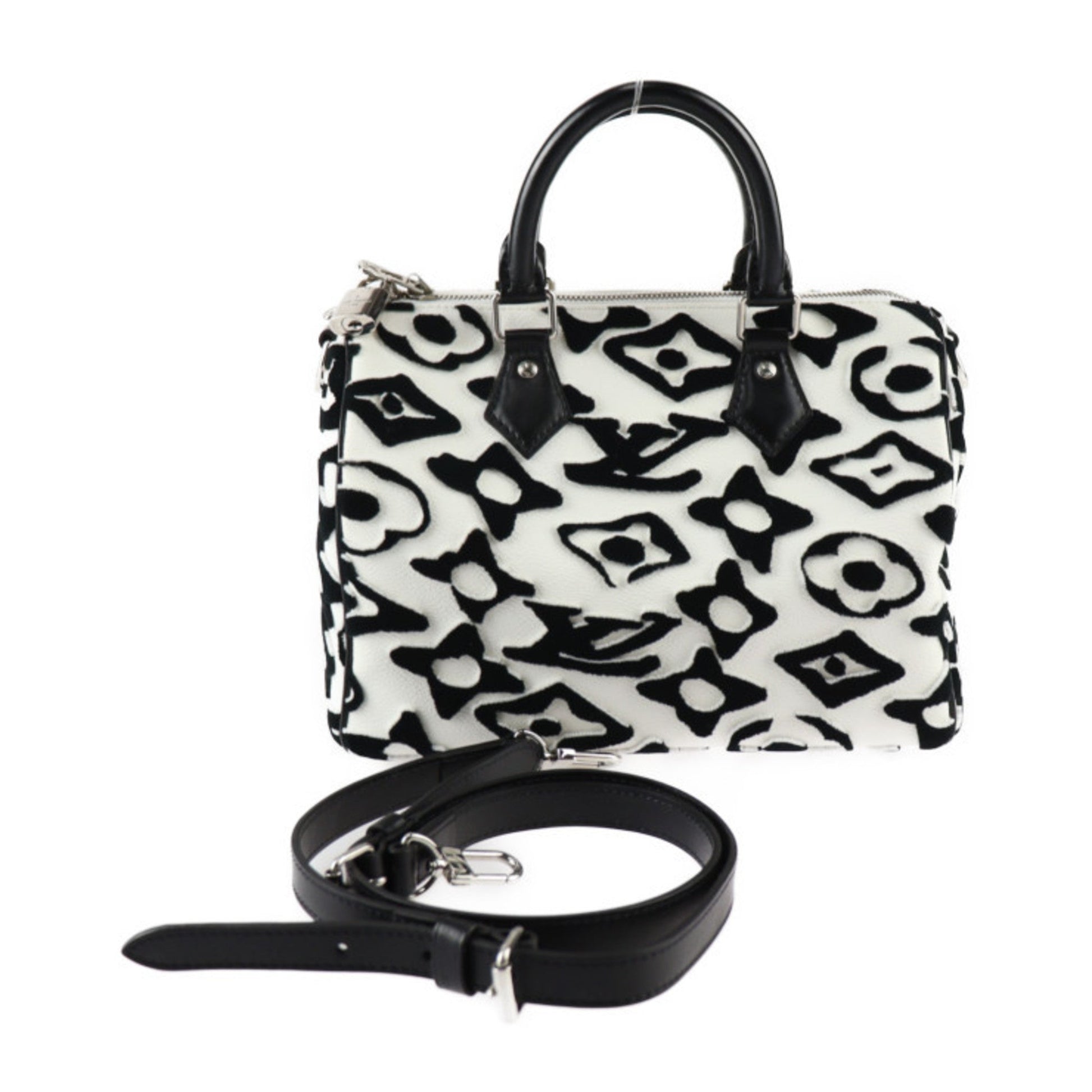 Louis Vuitton Black Monogram White Monogram Handbag Shoulder Bag Tote Bag ()
