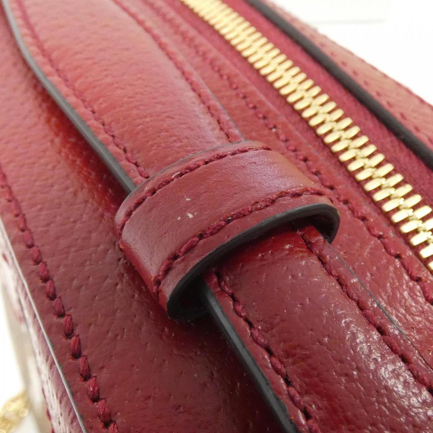 Gucci Beige Cherry Red Canvas Leather Shoulder Bag