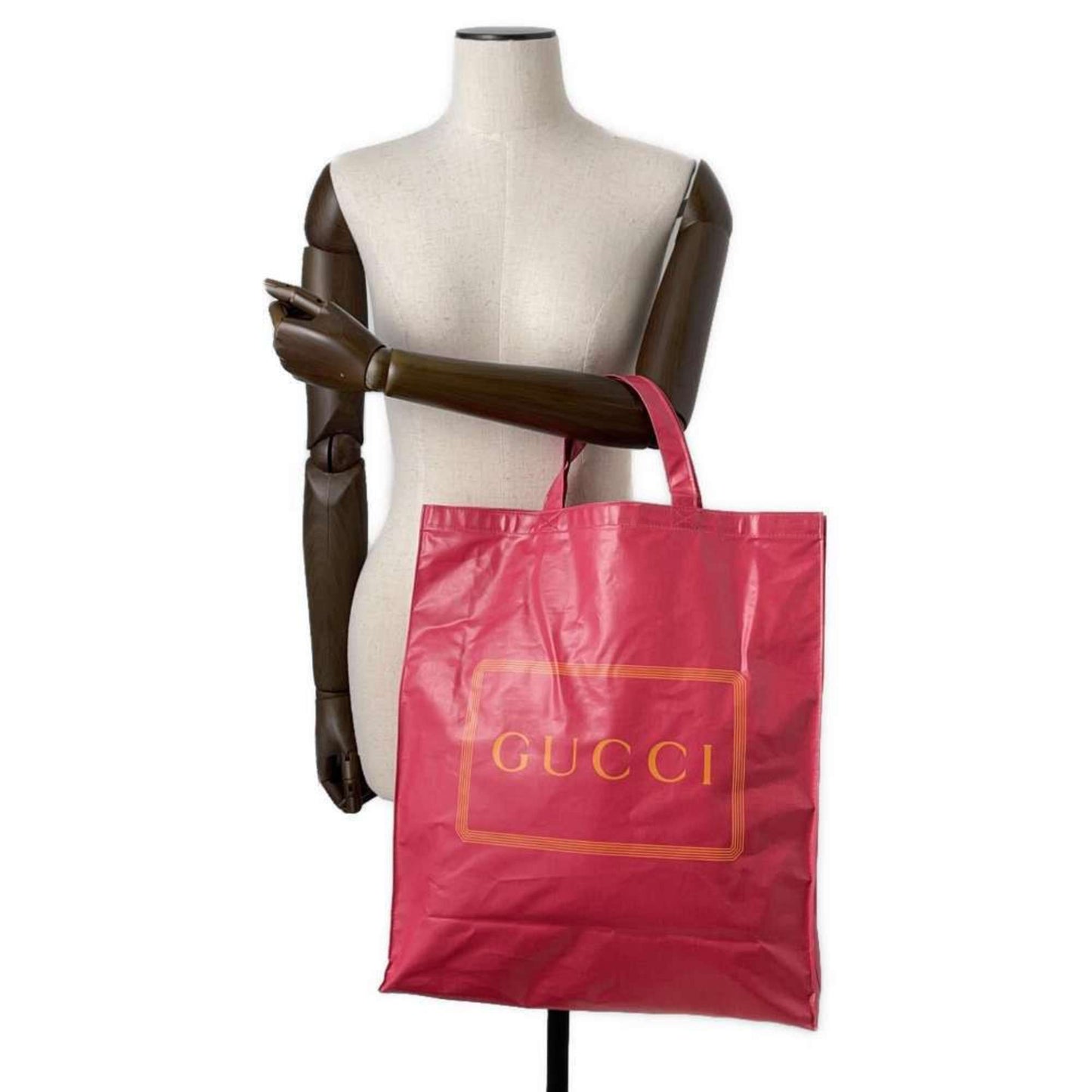 Gucci Orange Pink Coated Canvas Pvc Tote Bag