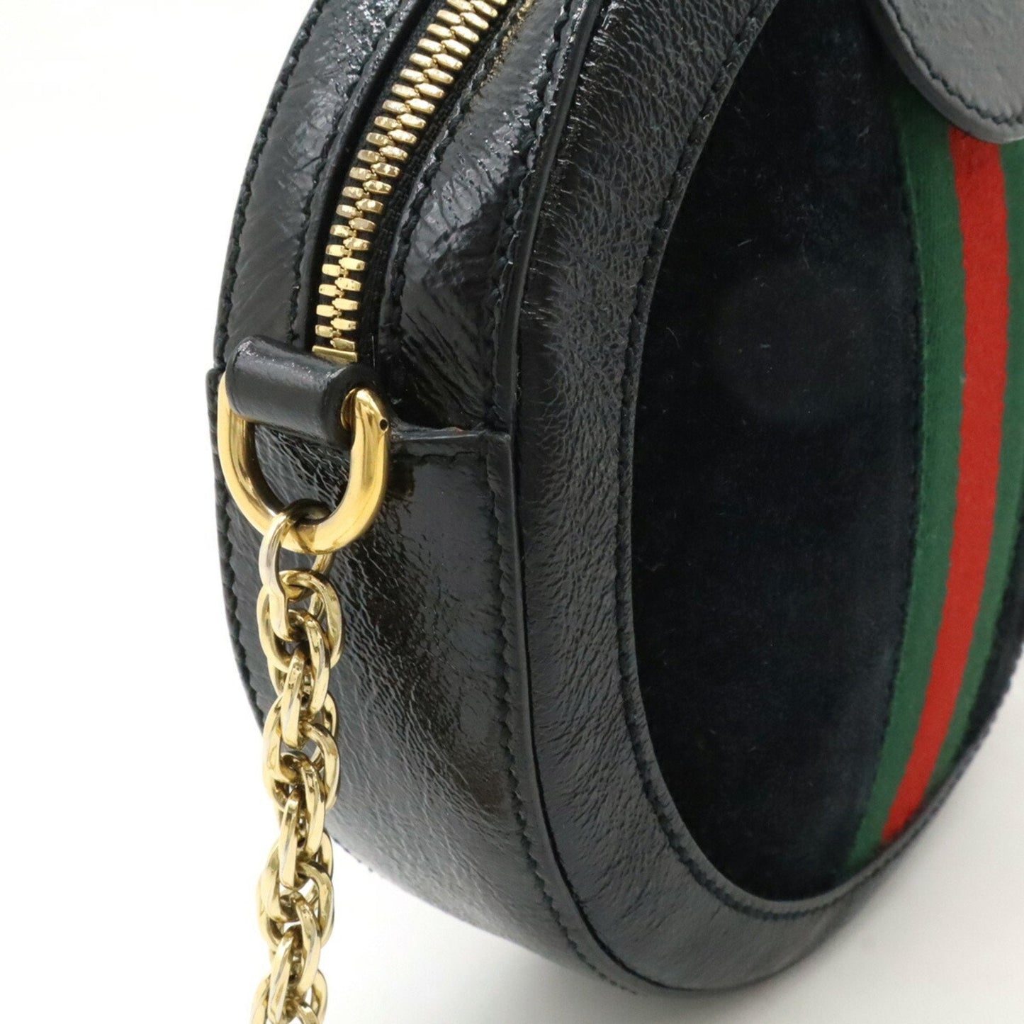 Gucci Gg Marmont Black Green Red Color Suede Patent Leather Pochette Shoulder Bag