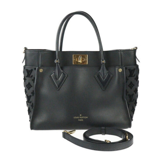 Louis Vuitton Black Leather Shoulder Bag Tote Bag ()