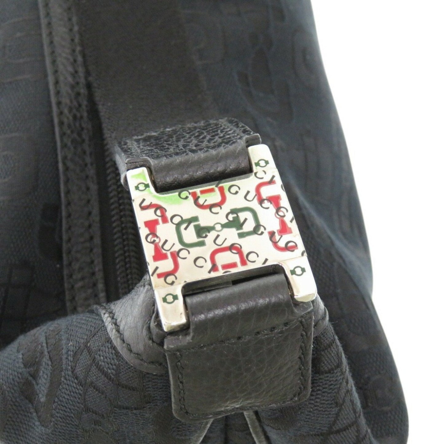 Gucci Horsebit Black Canvas Shoulder Bag