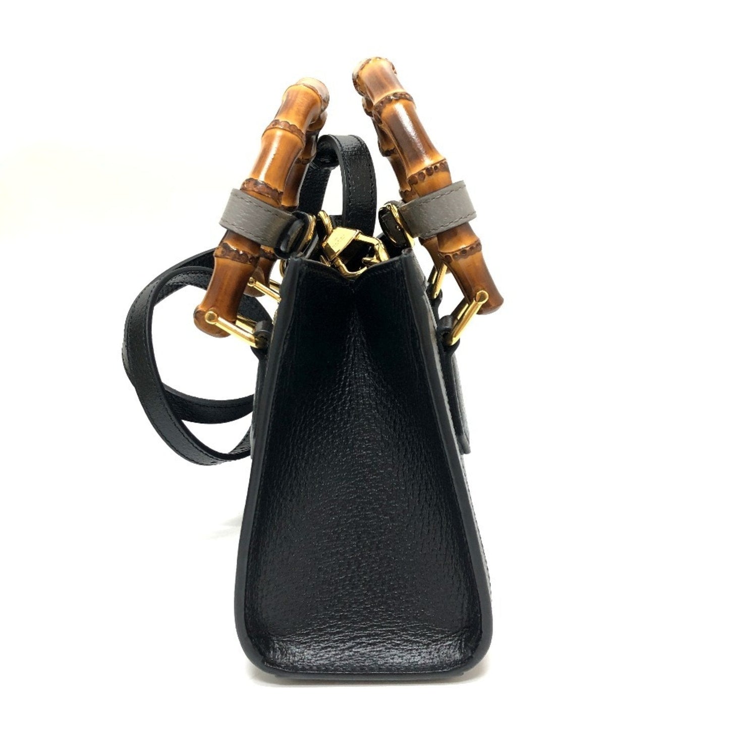 Gucci Black Bamboo Leather Handbag Shoulder Bag
