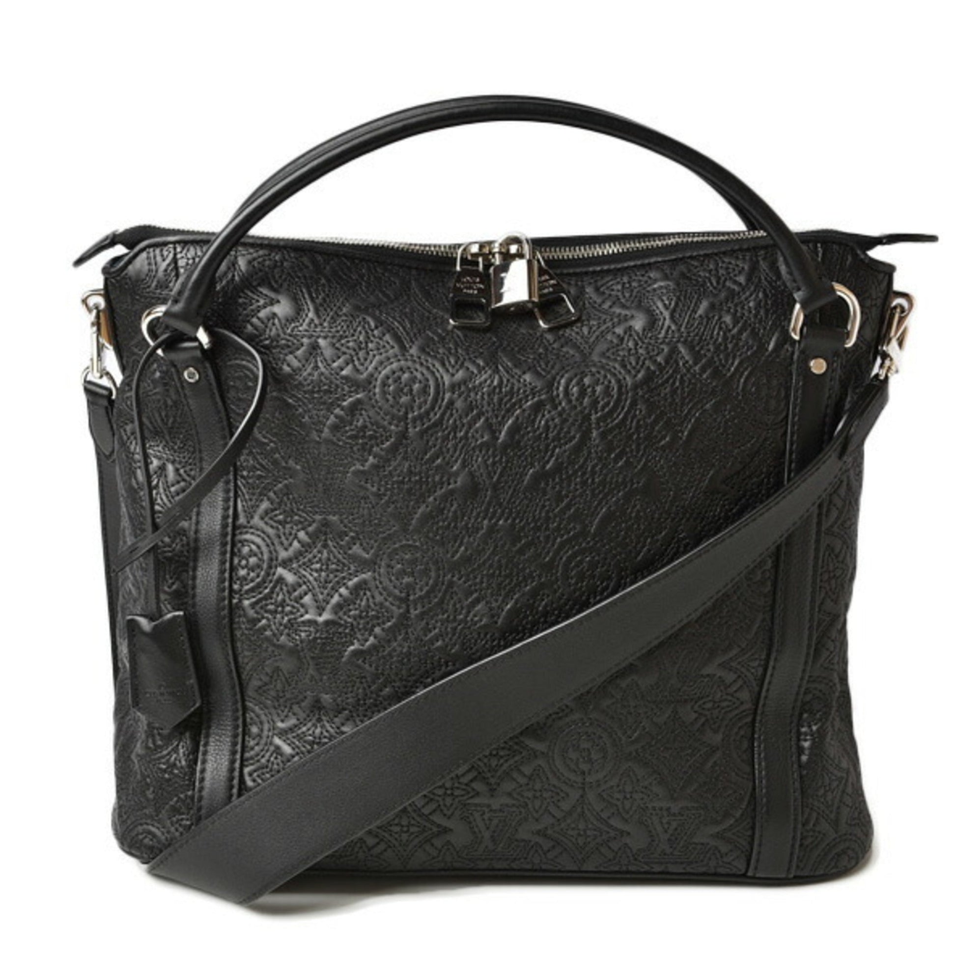 Louis Vuitton Monogram Antheia Black Silver Leather Handbag Shoulder Bag ()