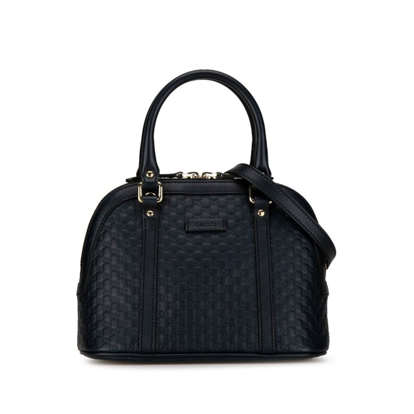 Gucci Gold Navy Leather Handbag Shoulder Bag