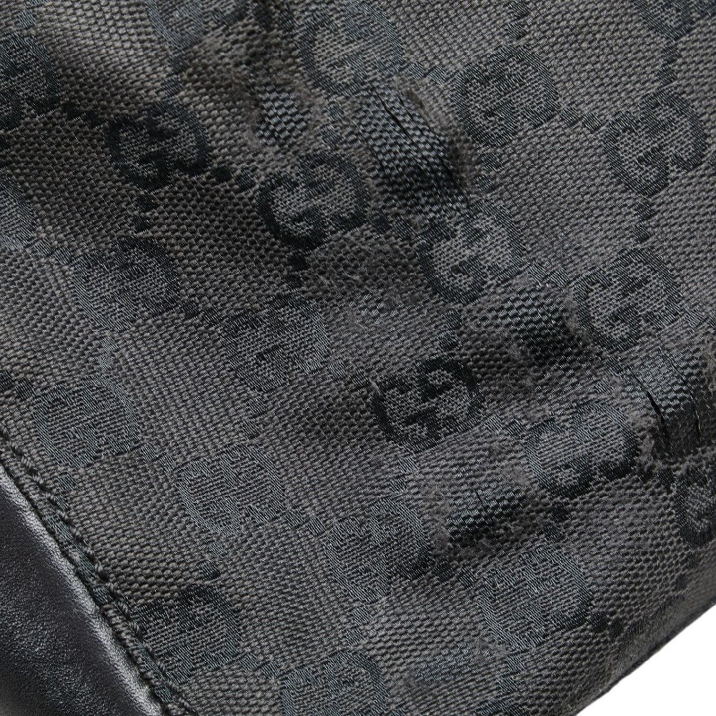 Gucci Black Canvas Leather Pouch Shoulder Bag Tote Bag