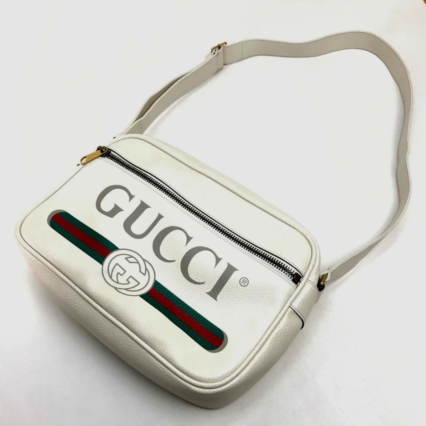 Gucci White Leather Shoulder Bag