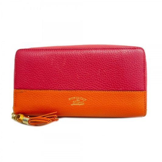 Gucci Orange Pink Leather Long Wallet (Bi-Fold) ()