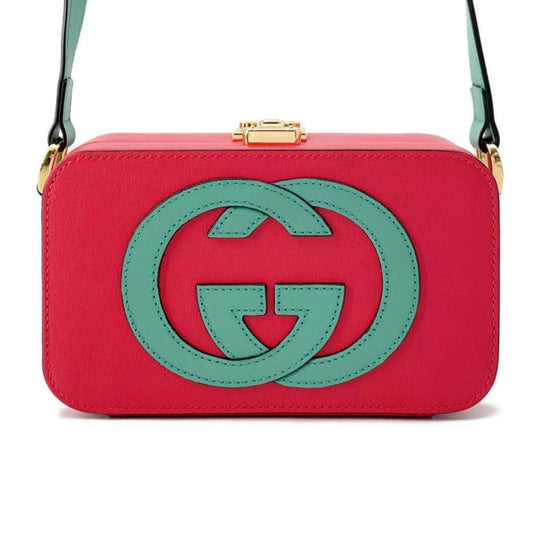 Gucci Green Red Color Leather Shoulder Bag ()