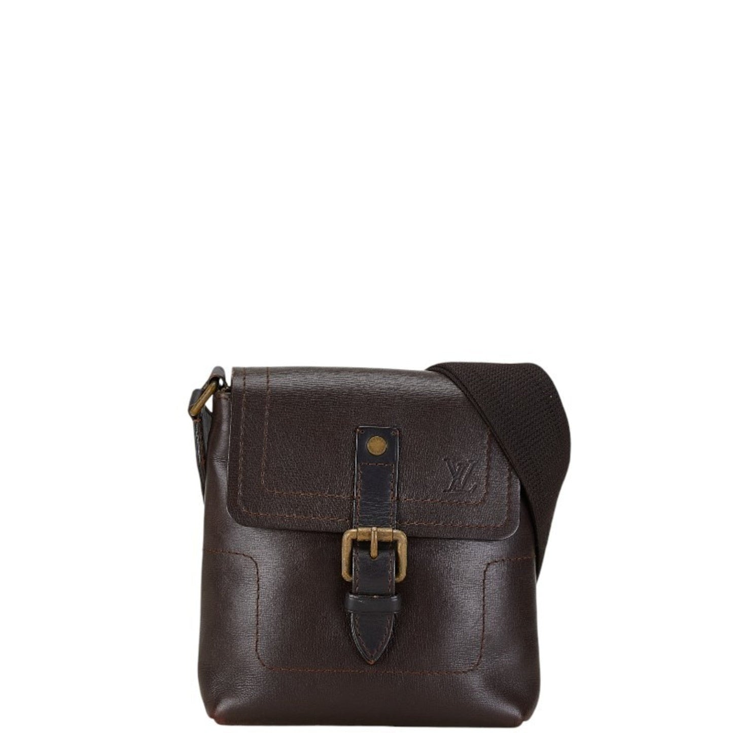 Louis Vuitton Brown Coffee Leather Shoulder Bag ()