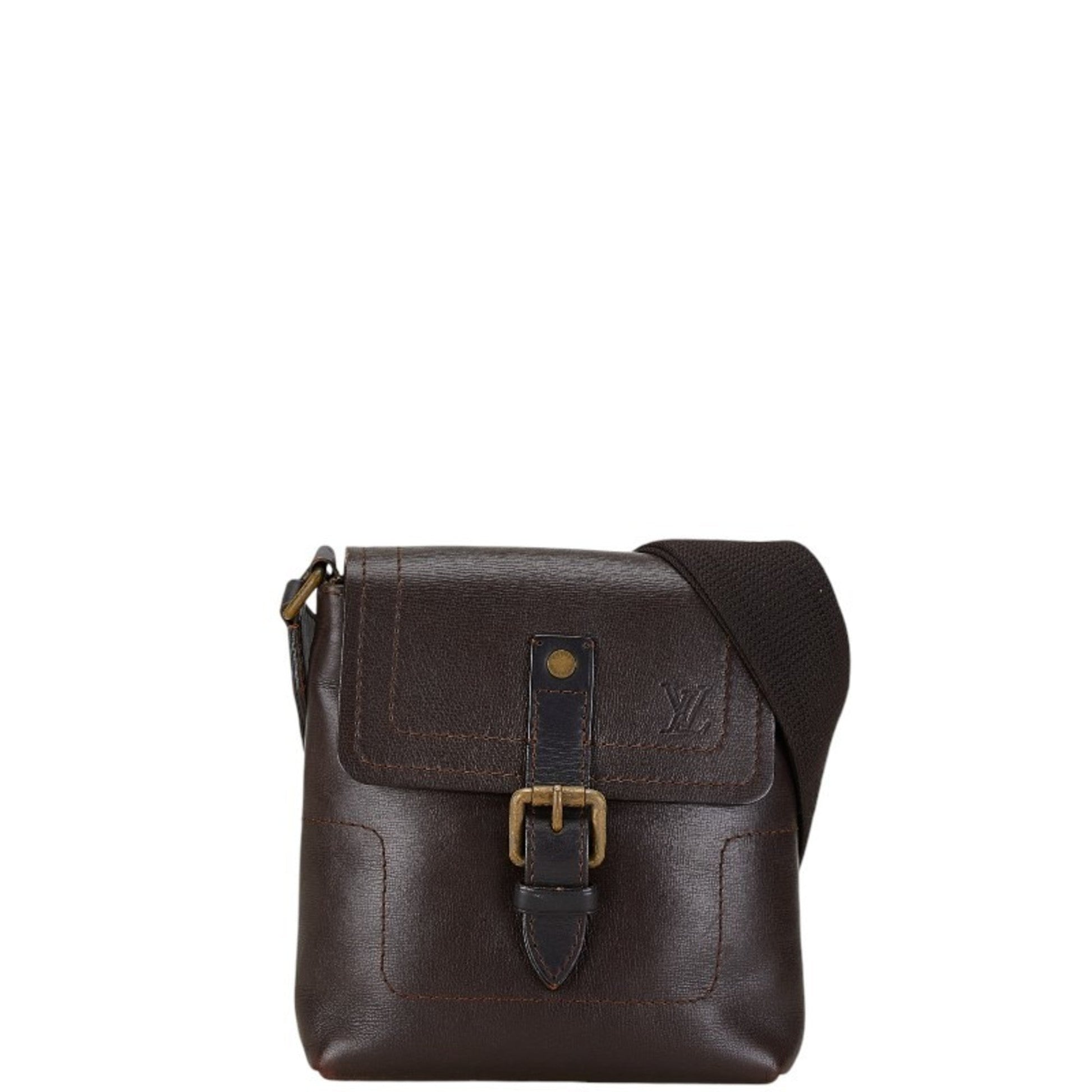 Louis Vuitton Brown Coffee Leather Shoulder Bag ()