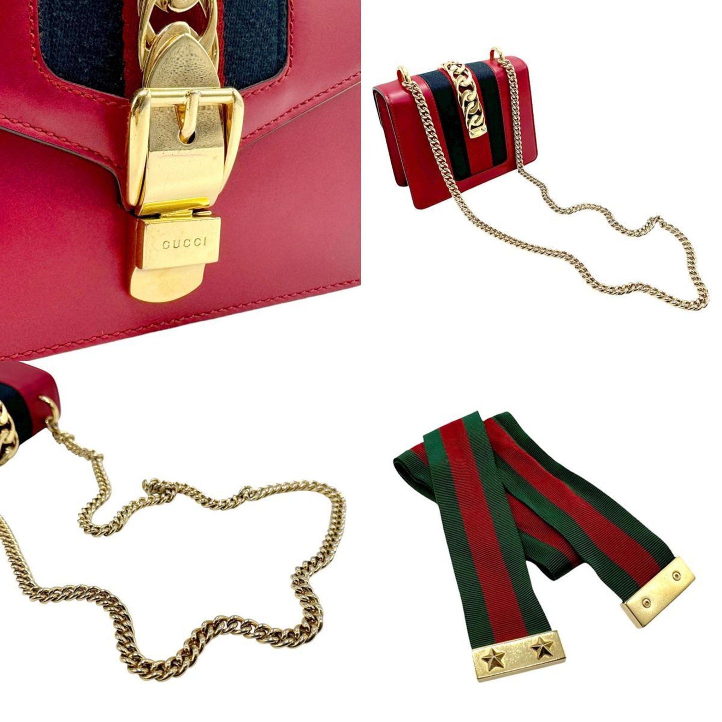 Gucci Red Color Leather Shoulder Bag