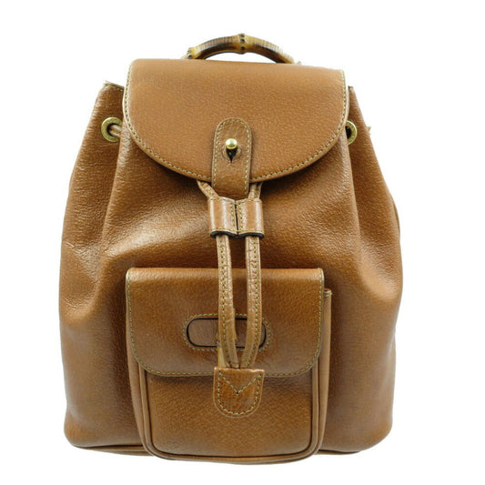 Gucci Bamboo Brown Bamboo Leather Backpack ()