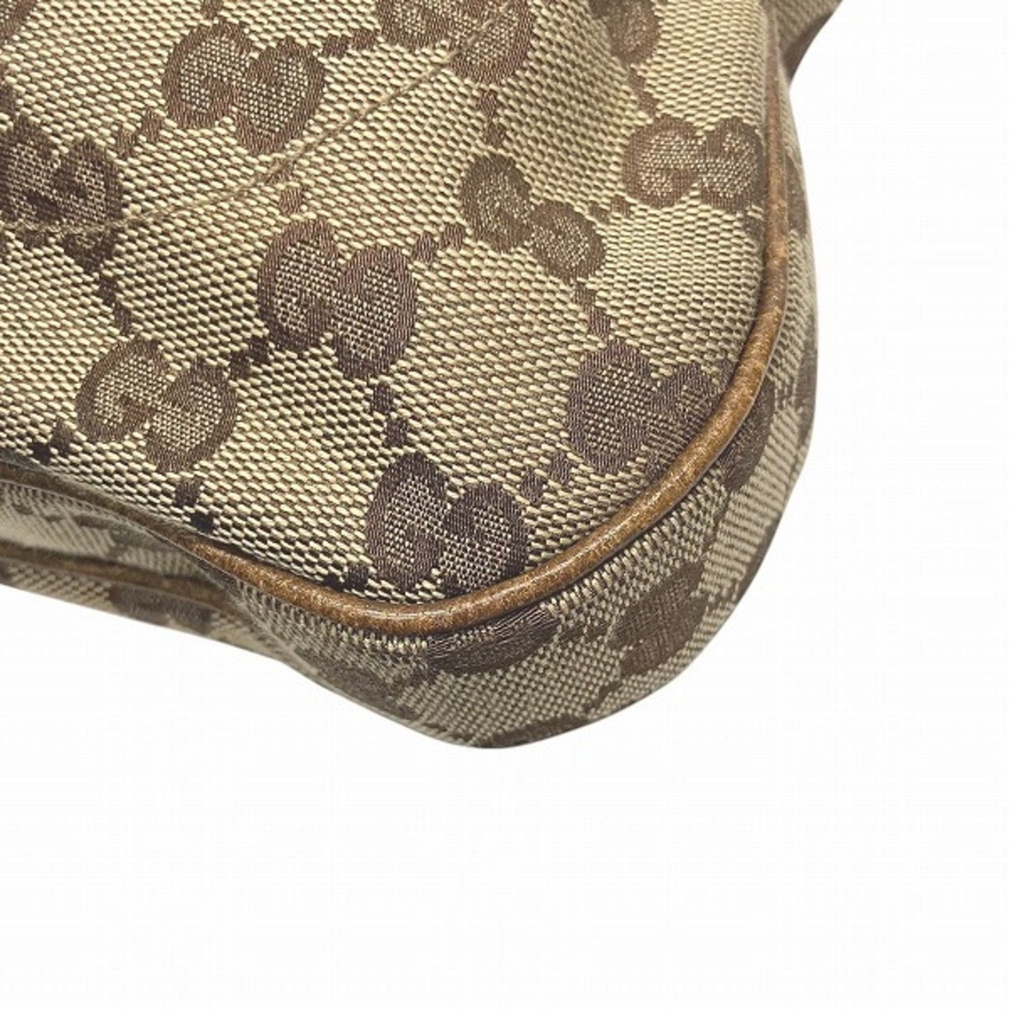 Gucci Brown Gg Canvas Leather Shoulder Bag
