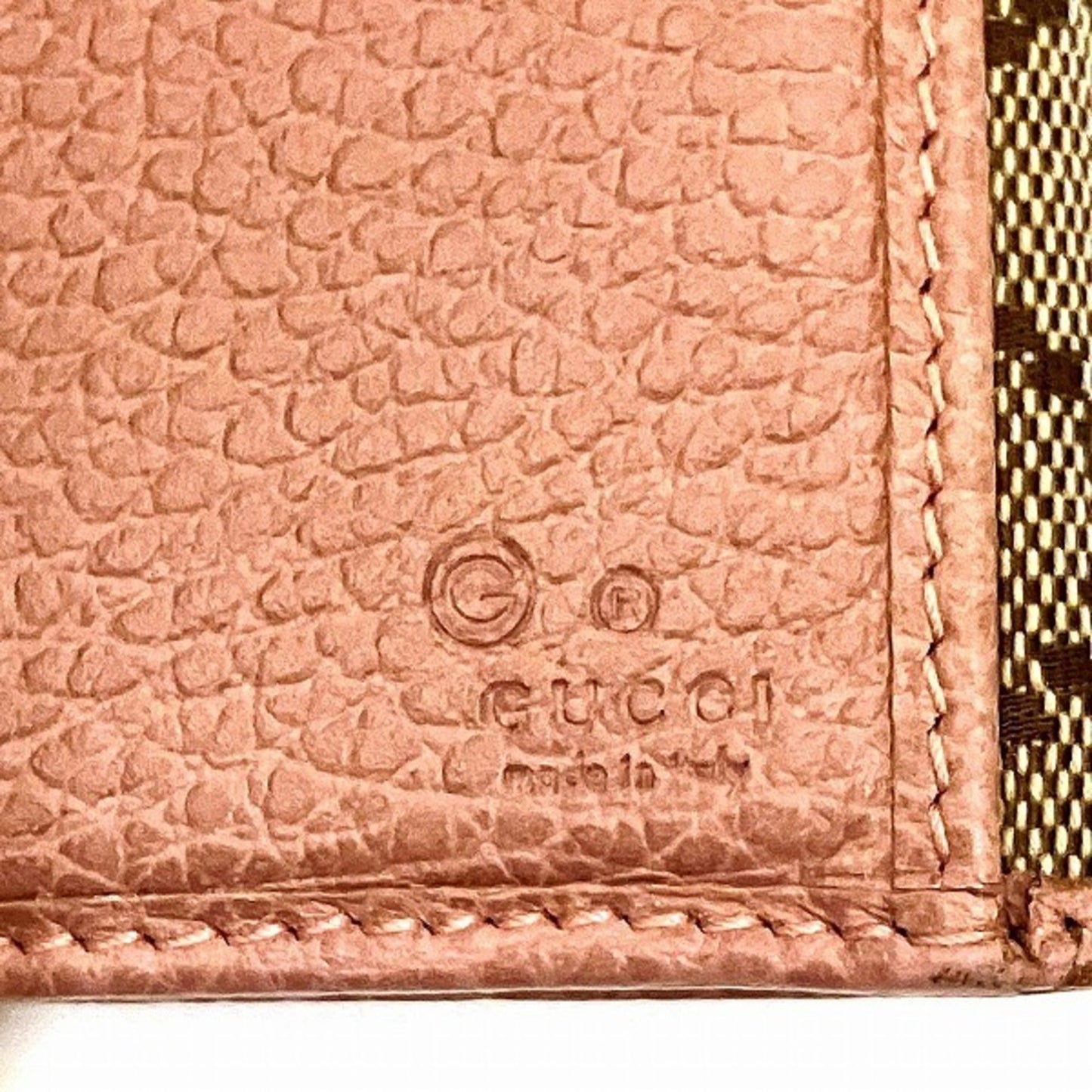 Gucci Brown Pink Gg Canvas Leather Coin Purse/Coin Case