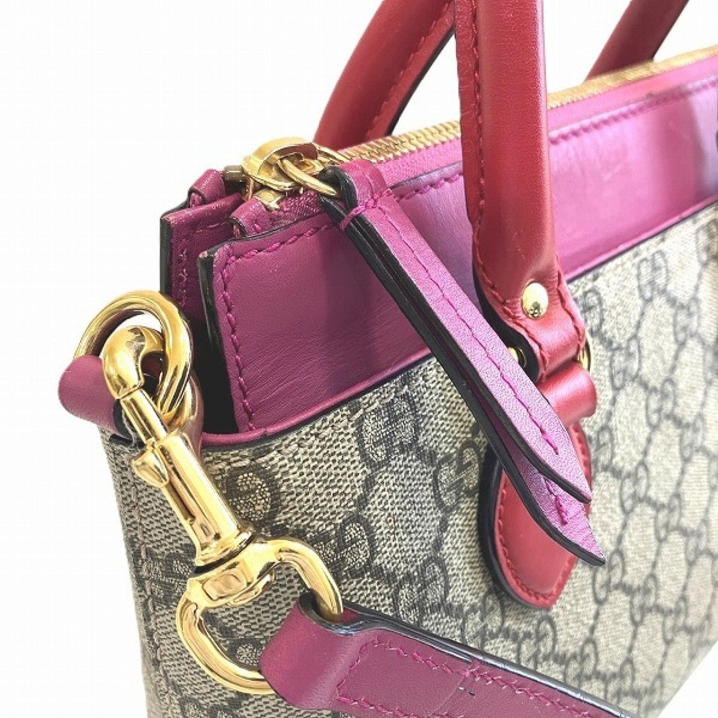 Gucci Pink Canvas Leather Handbag Shoulder Bag