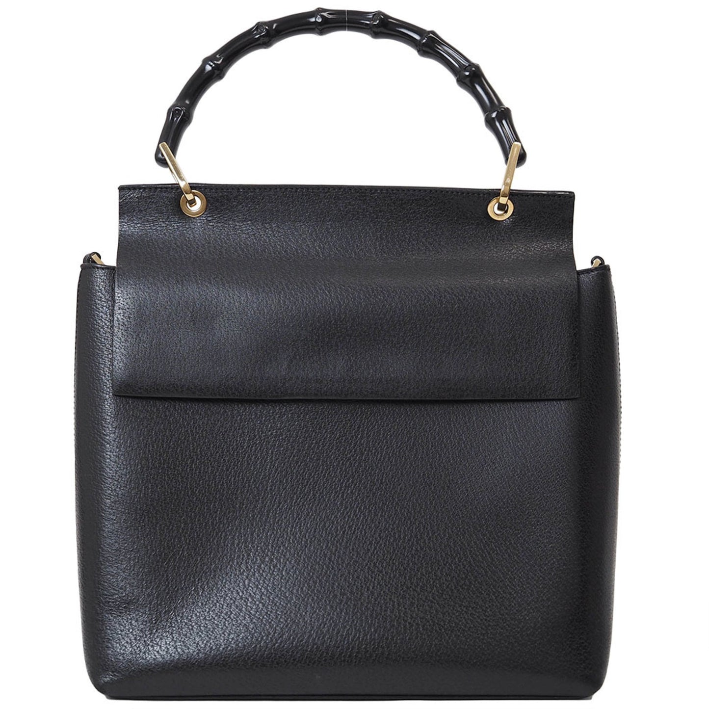 Gucci Bamboo Black Leather Handbag Shoulder Bag ()