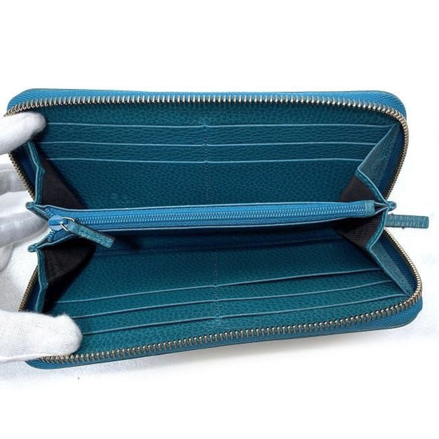 Gucci Beige Blue Canvas Long Wallet (Bi-Fold)