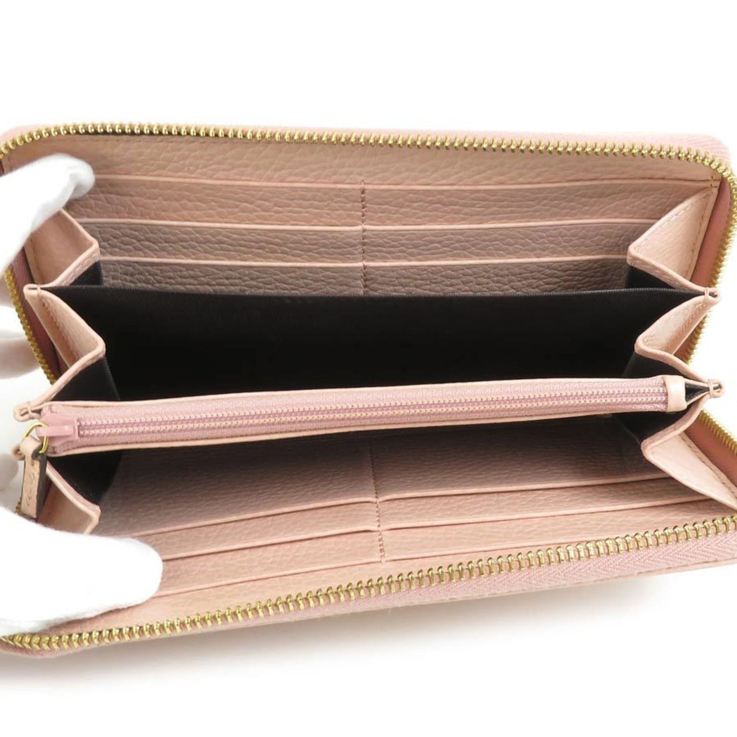 Gucci Pink Beige Leather Long Wallet (Bi-Fold)