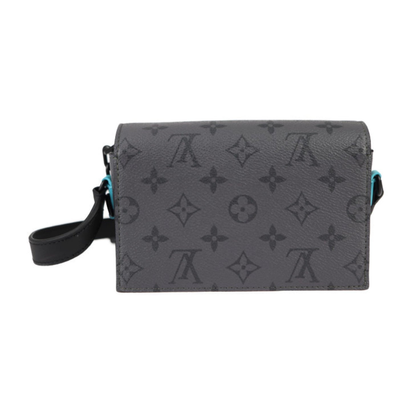 Louis Vuitton Black Blue Gray Pvc Leather Handbag Pochette Shoulder Bag