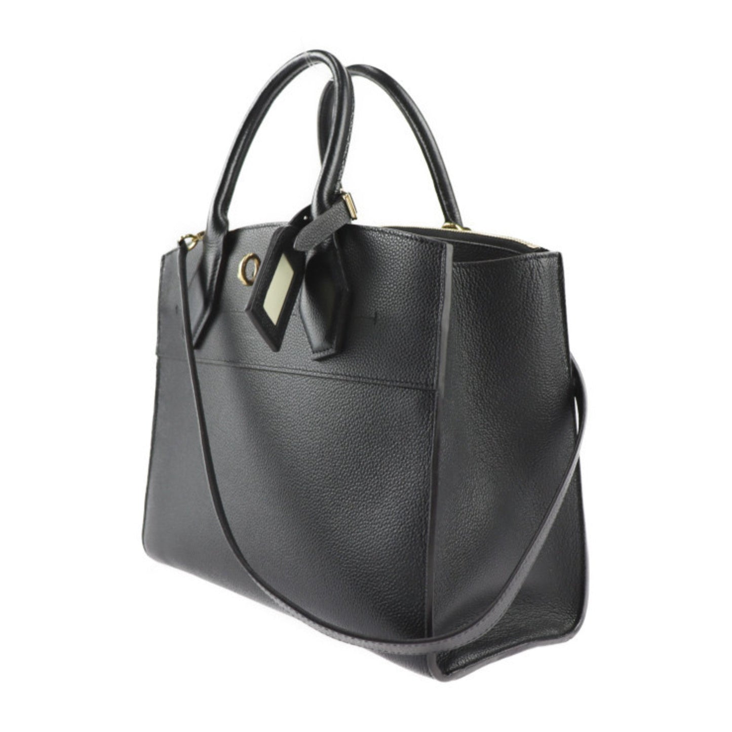 Louis Vuitton Black Leather Handbag Shoulder Bag Tote Bag